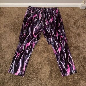 lightning Pink and Black Patterned Pants